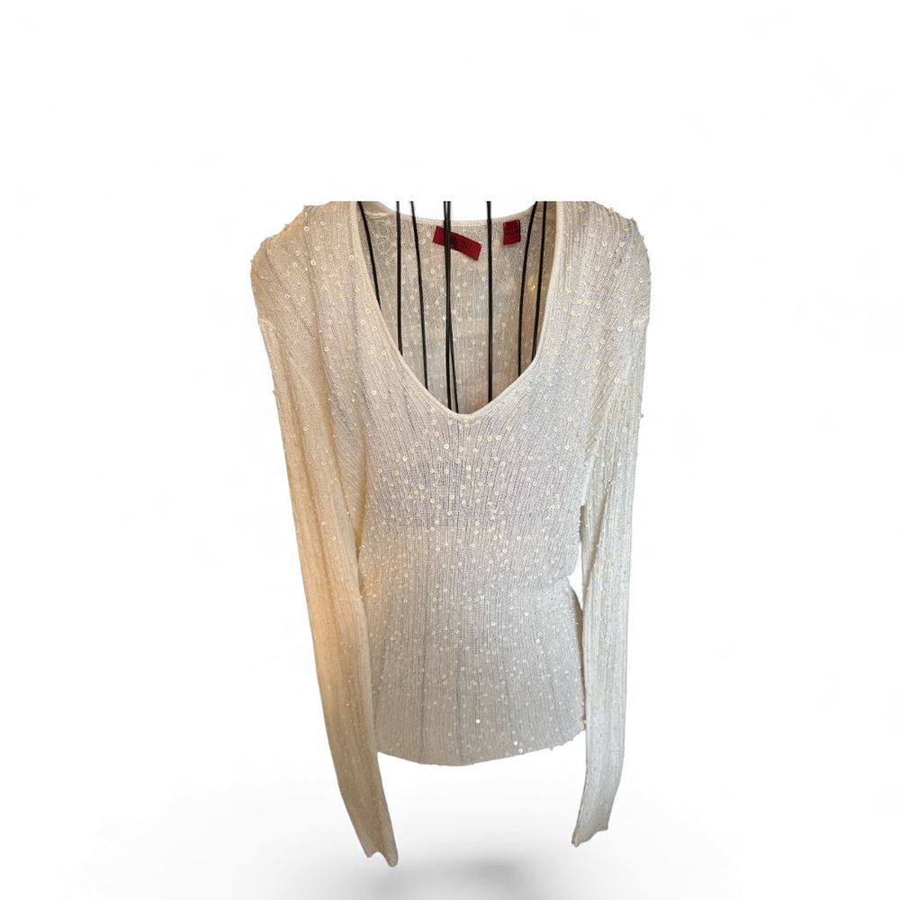 Venini size medium Elegant White Sequin Women's sweater
